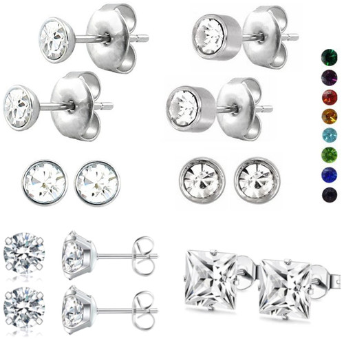 Edelstahl ohrstecker zirkonia - ohrstecker,