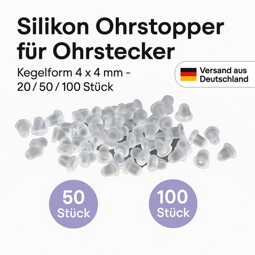 Ohrstopper silikon 4x4mm - ohrstopper,